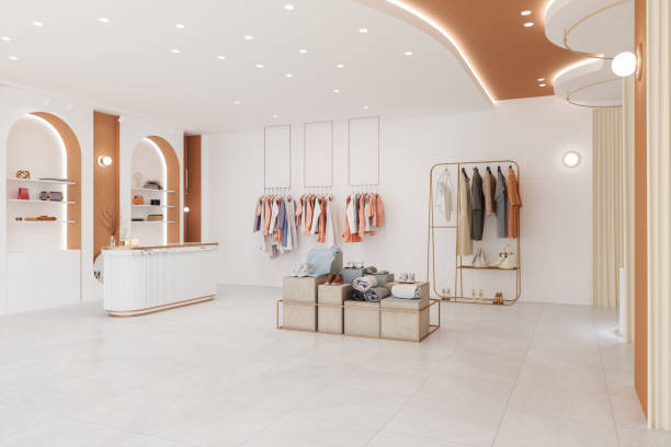 Retail boutique with soft white walls and warm beige accent panels by a painting company in Greer, SC.